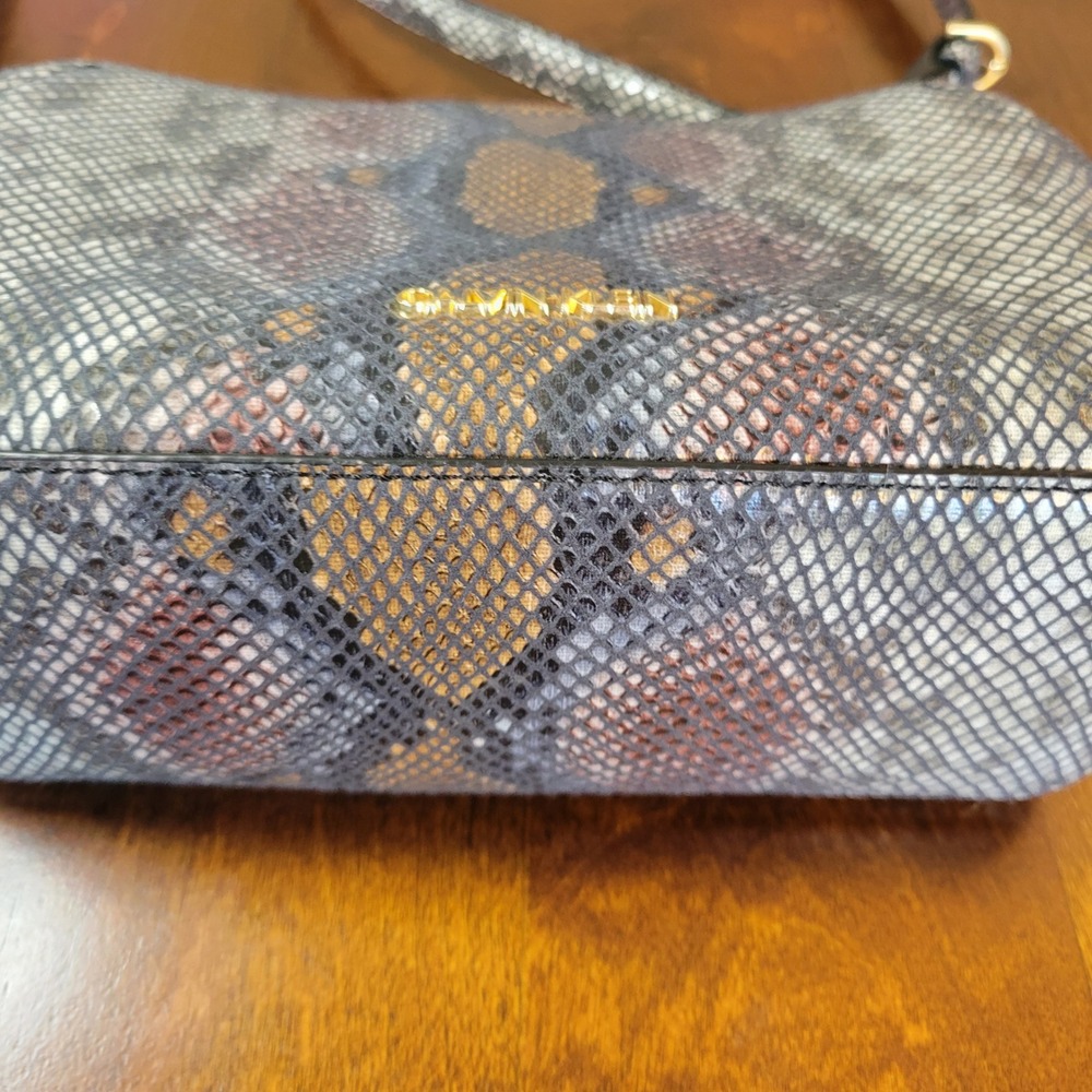 Calvin Klein Crossbody Bag Multi-Color Snakeskin Faux Leather Gold Hardware - Picture 9 of 16
